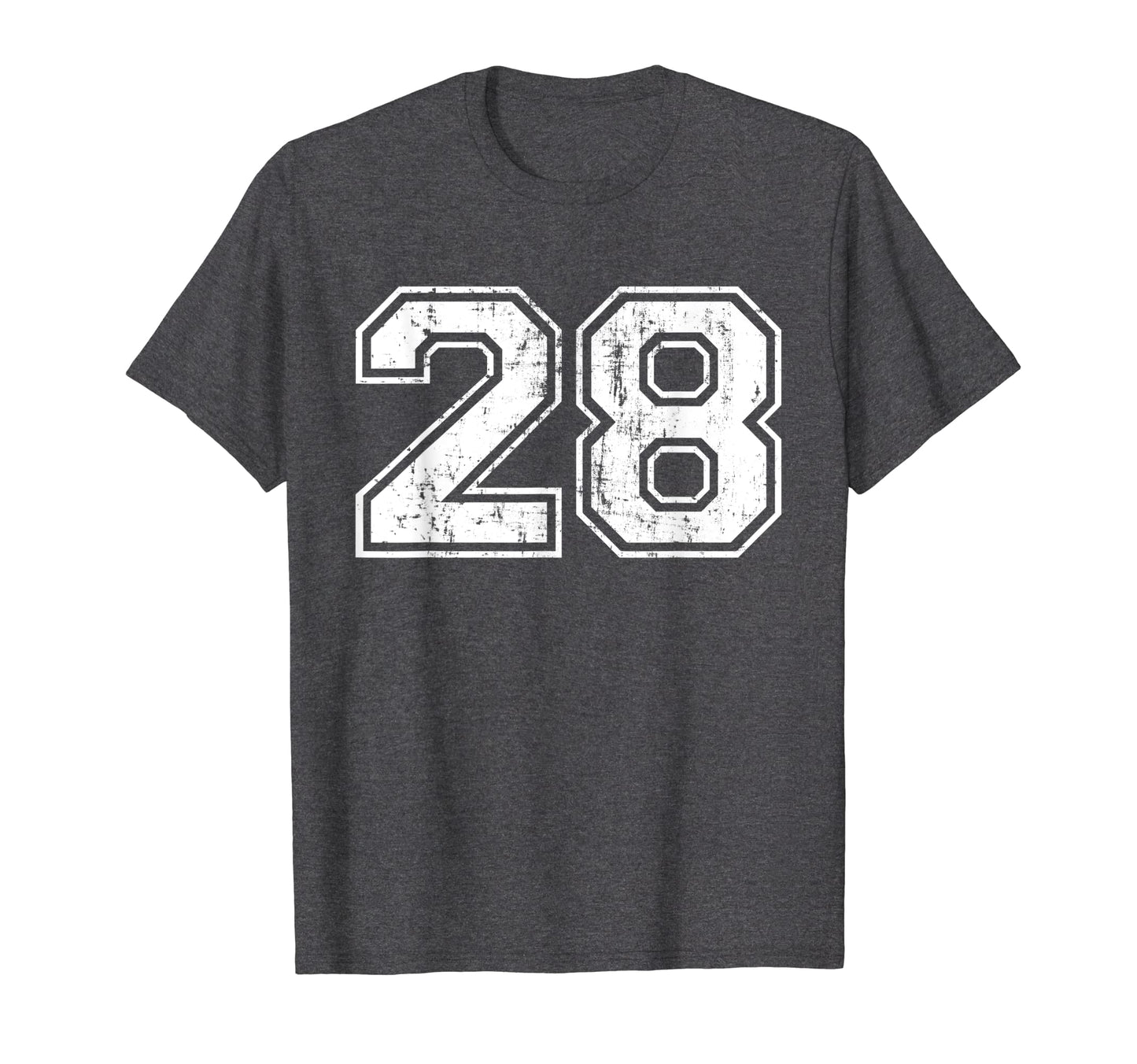 Number 28 Varsity Distressed Sports T-Shirt - Fun Novelty Design Unisex - T-Shirt, Sweatshirt, Hoodie