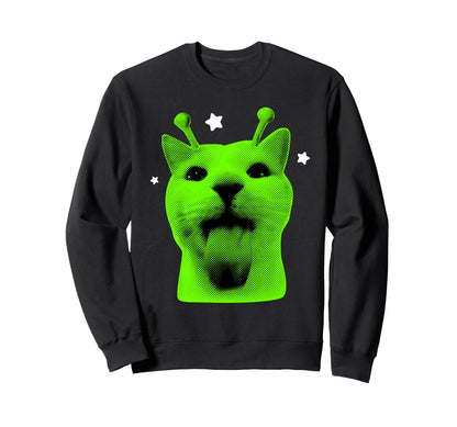 Y2K Alien Cat Meme Ufo Cats Lover 90S Sweatshirt - Graphic Print for Adults - T-Shirt, Sweatshirt, Hoodie