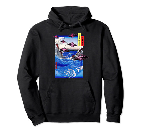 Ufos Japanese Ocean Ufo Flying Saucer Hoodie - Streetwear Style Unisex - T-Shirt, Sweatshirt, Hoodie