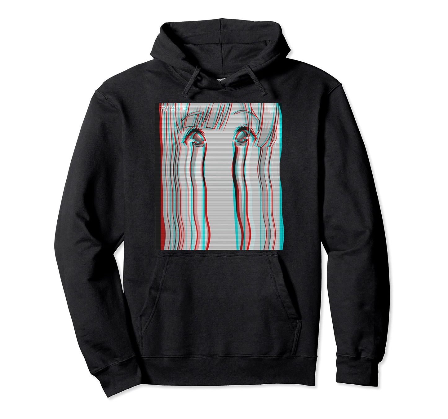 Sad Anime Anime Eyes Vaporwave Hoodie - Unique Graphic for Adults - T-Shirt, Sweatshirt, Hoodie