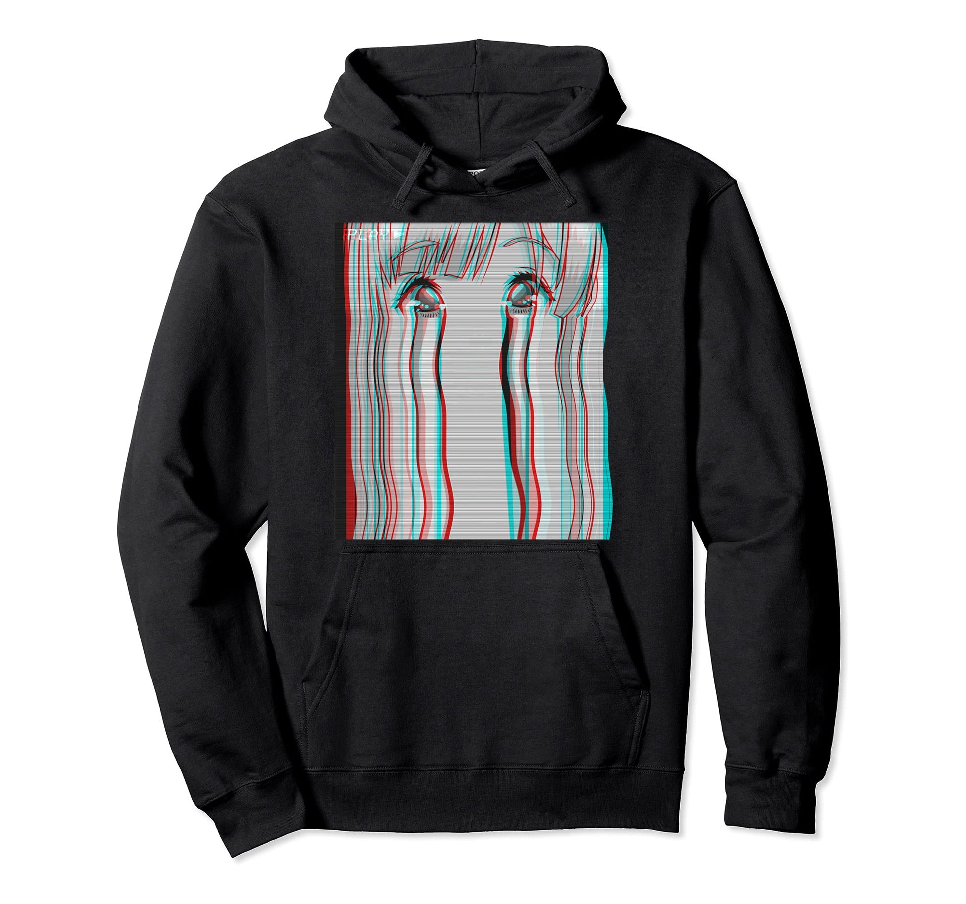 Sad Anime Anime Eyes Vaporwave Hoodie - Unique Graphic for Adults - T-Shirt, Sweatshirt, Hoodie