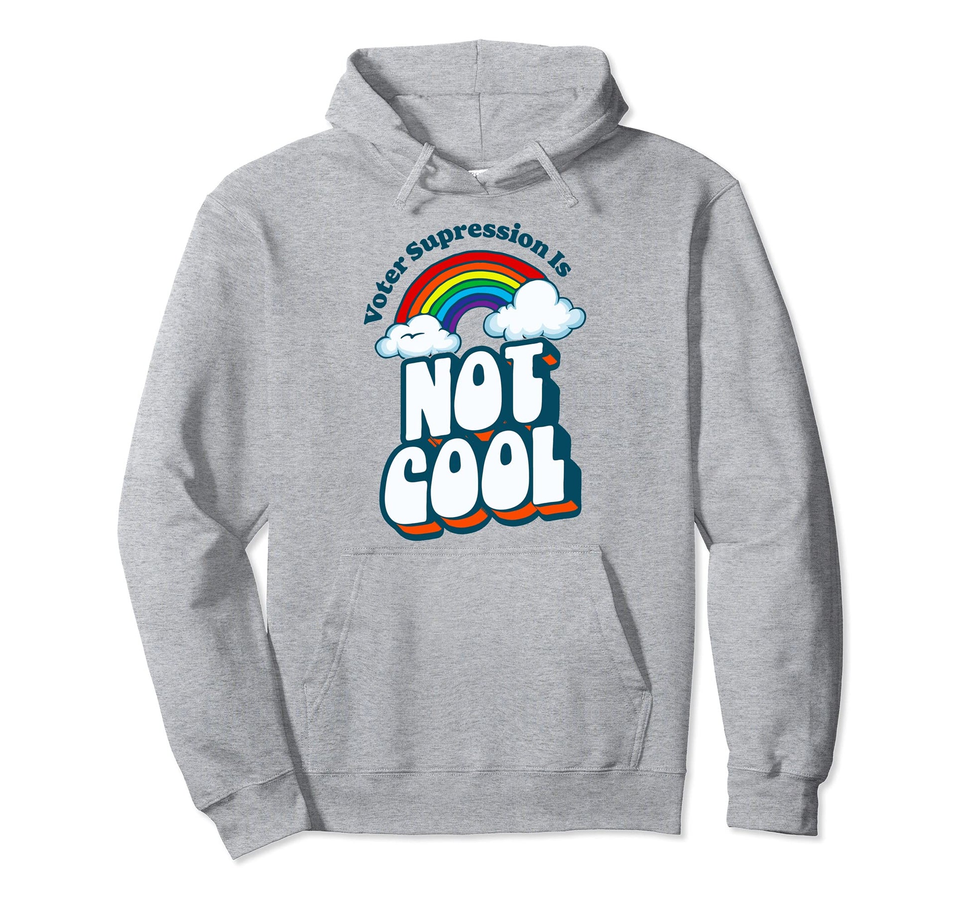 Voter Suppression Is Not Rainbow 80S Hoodie - Minimalist Print for Adults - T-Shirt, Sweatshirt, Hoodie