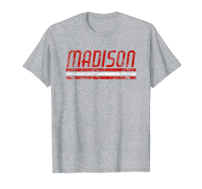 Madison Wisconsin Weathered Stripe T-Shirt - Novelty Apparel Unisex - T-Shirt, Sweatshirt, Hoodie