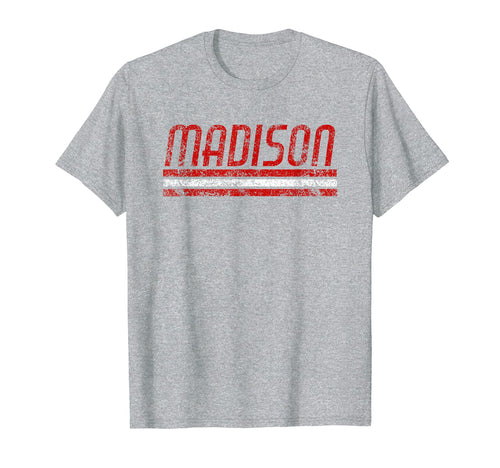 Madison Wisconsin Weathered Stripe T-Shirt - Novelty Apparel Unisex - T-Shirt, Sweatshirt, Hoodie