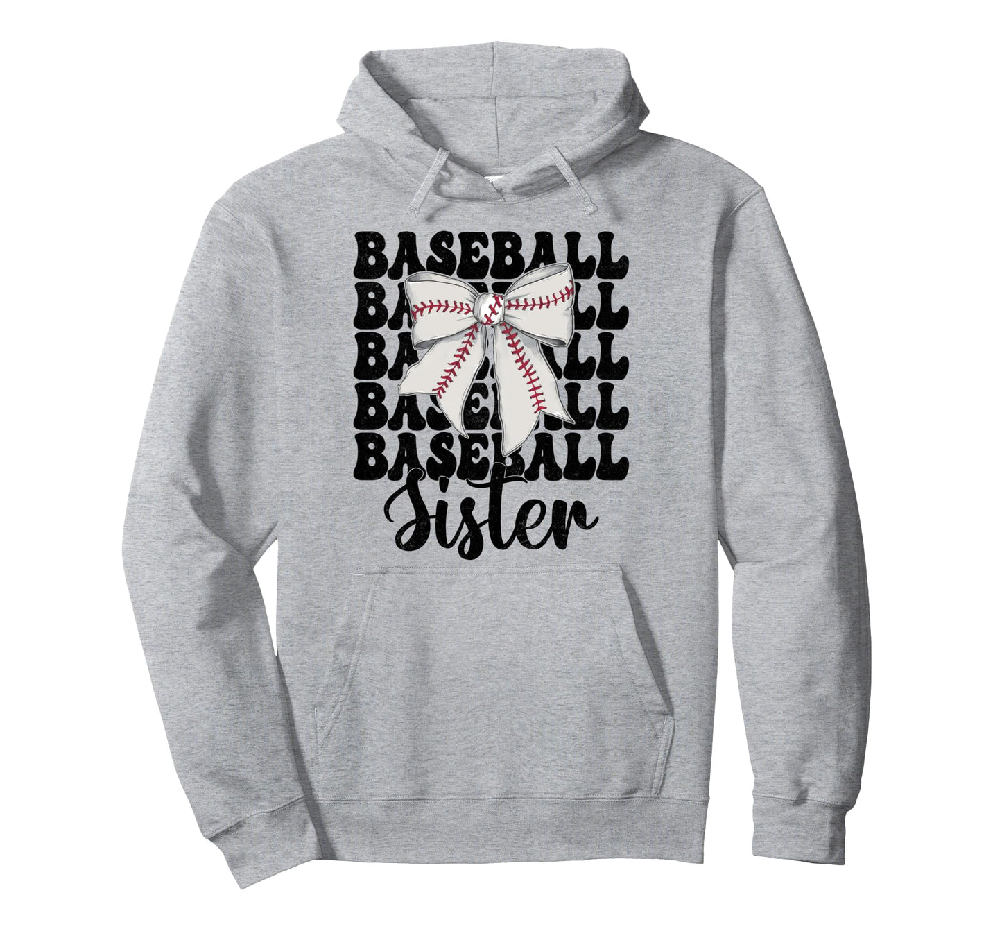 Baseball Sister Baseball Coquette Bow Hoodie - Graphic Print Men Women - T-Shirt, Sweatshirt, Hoodie