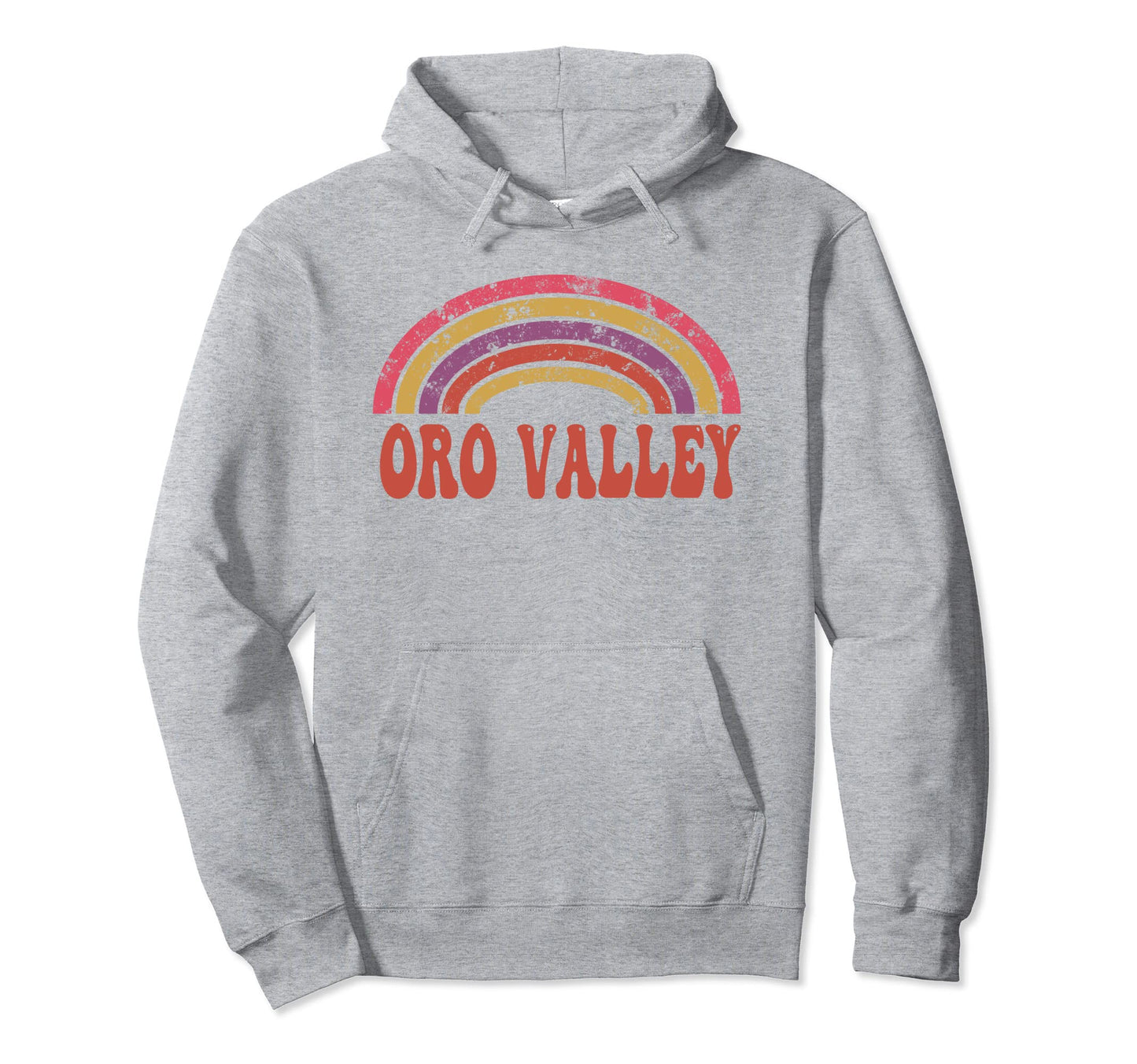 Oro Valley Hippie Rainbow 60S 70S Groovy Hoodie - Minimalist Print Unisex - T-Shirt, Sweatshirt, Hoodie