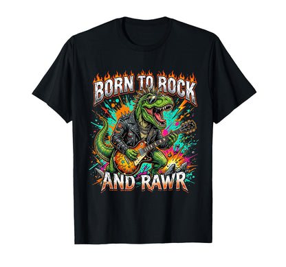 Born To Rock And Rawr Funny T-Shirt - Casual Everyday Wear for Adults - T-Shirt, Sweatshirt, Hoodie