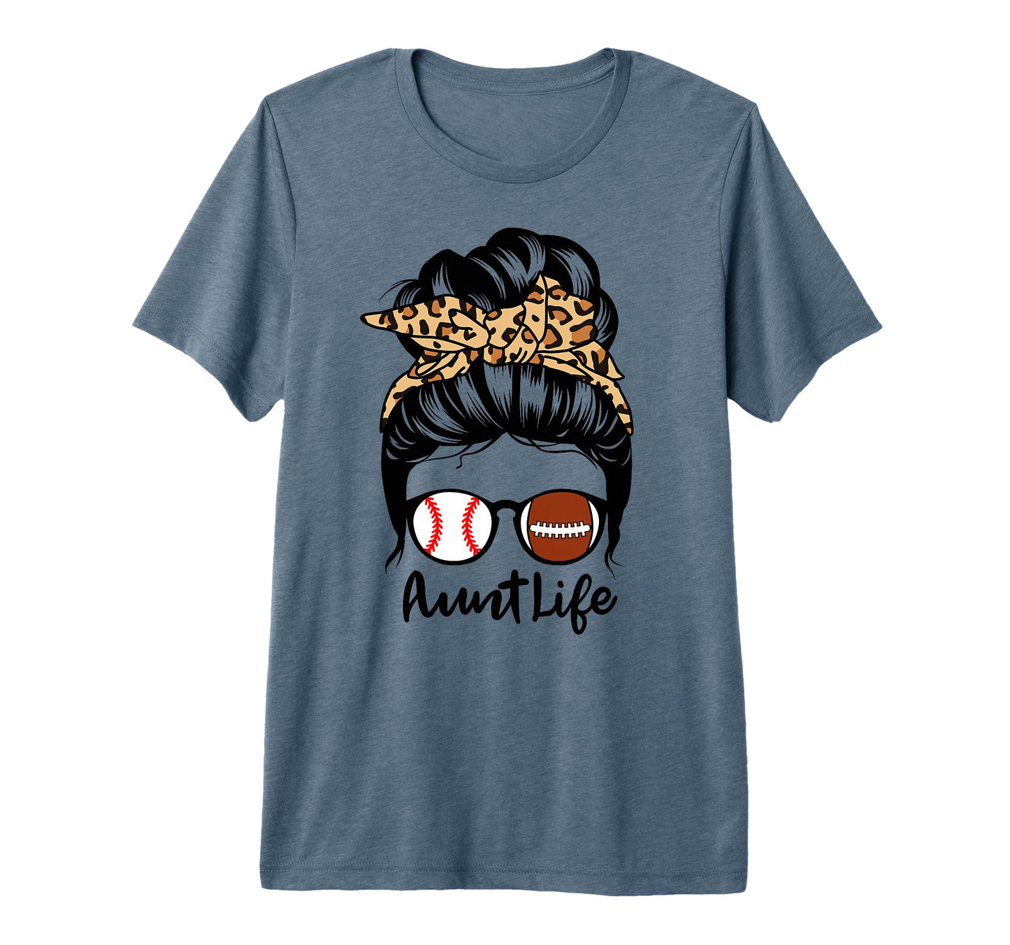 Aunt Life Messy Bun Hair Funny Football T-Shirt - Aesthetic Graphic Unisex - T-Shirt, Sweatshirt, Hoodie