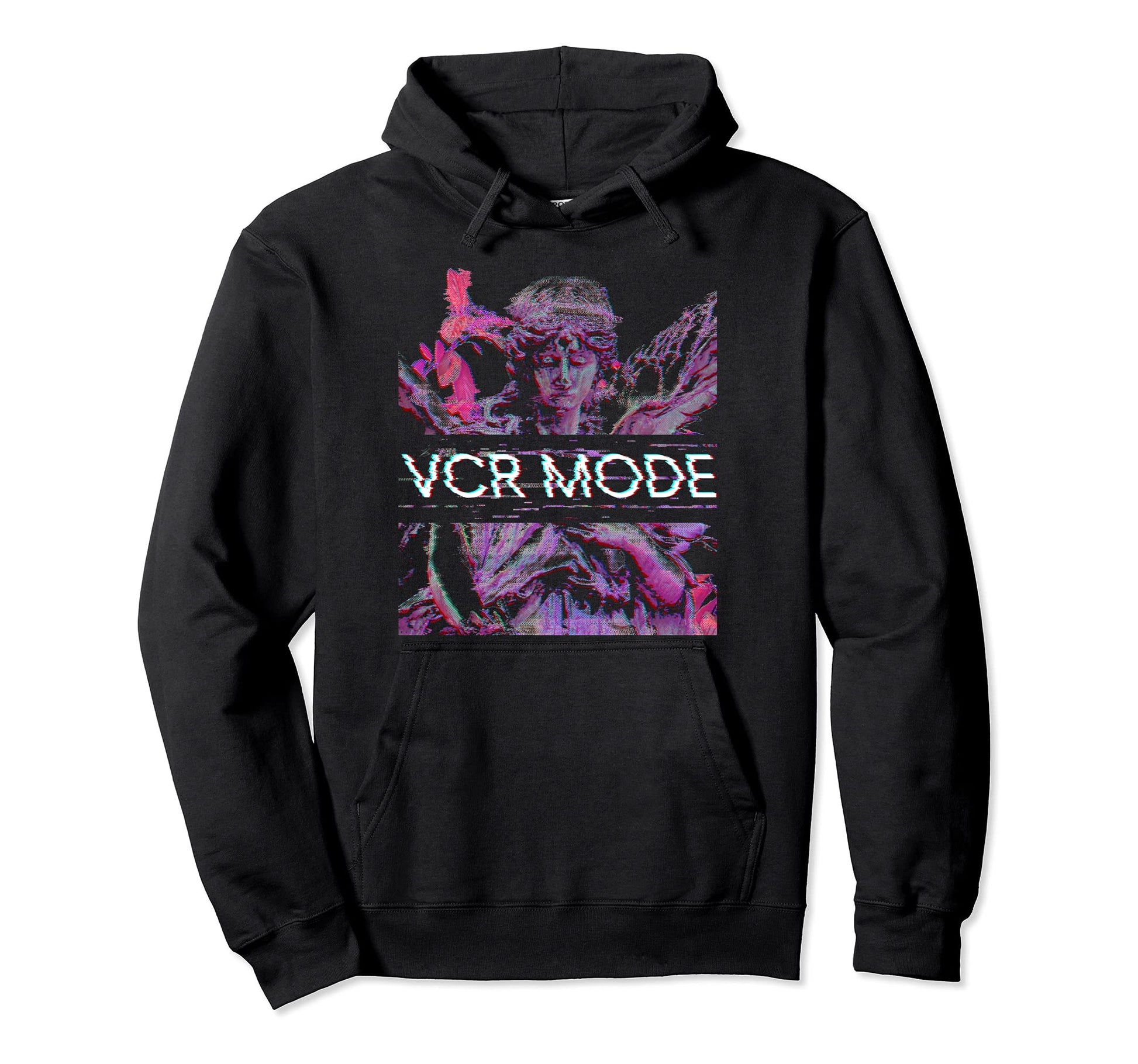 Vaporwave Synthwave Angel Vcr Mode Hoodie - Novelty Apparel for Adults - T-Shirt, Sweatshirt, Hoodie