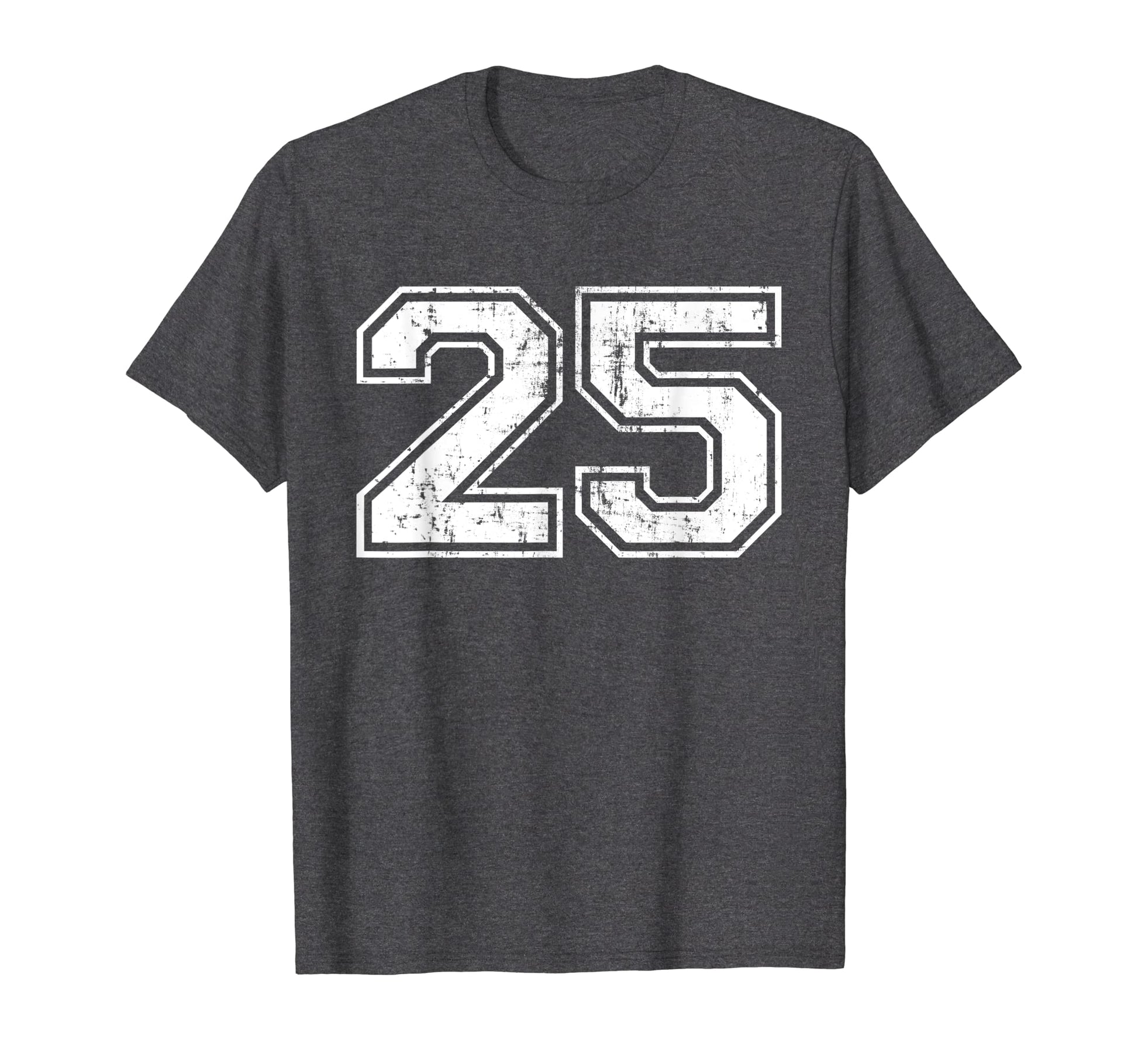 Number 25 Varsity Distressed T-Shirt - Fun Novelty Design for Adults - T-Shirt, Sweatshirt, Hoodie