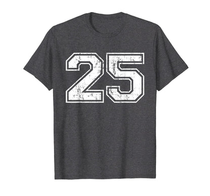 Number 25 Varsity Distressed T-Shirt - Fun Novelty Design for Adults - T-Shirt, Sweatshirt, Hoodie
