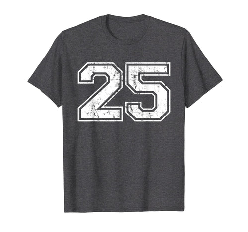 Number 25 Varsity Distressed T-Shirt - Fun Novelty Design for Adults - T-Shirt, Sweatshirt, Hoodie