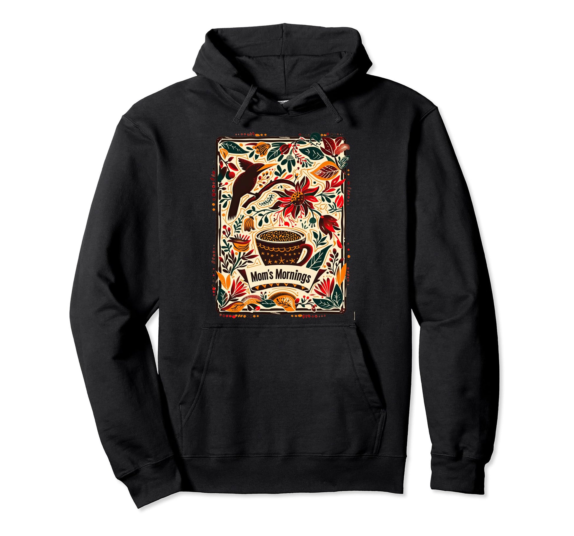 Moms Mornings Floral Coffee Mug Boho Hoodie - Trendy Graphic Unisex - T-Shirt, Sweatshirt, Hoodie