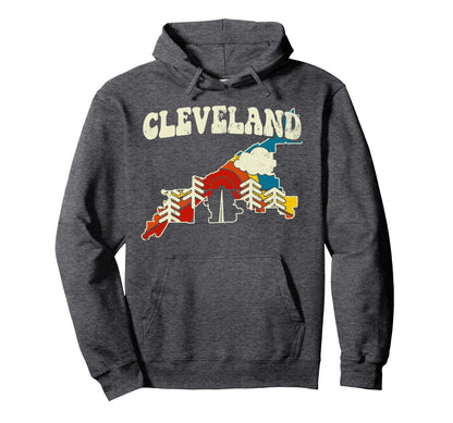 Cleveland Usa City Rainbow Ohio 70S Map Hoodie - Graphic Print Men Women - T-Shirt, Sweatshirt, Hoodie