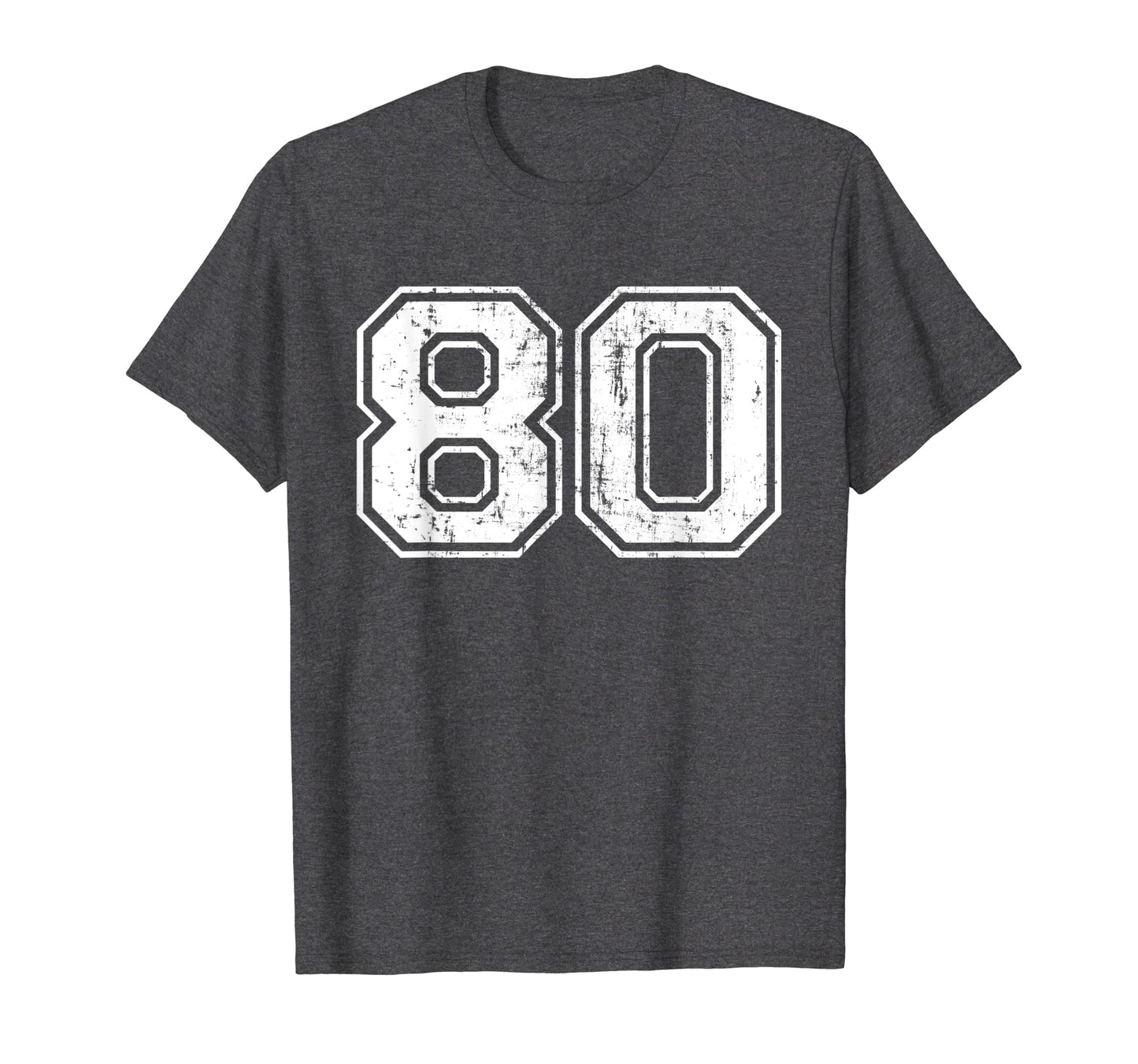 Number 80 Varsity Distressed Sports T-Shirt - Custom Art Print for Adults - T-Shirt, Sweatshirt, Hoodie