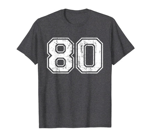Number 80 Varsity Distressed Sports T-Shirt - Custom Art Print for Adults - T-Shirt, Sweatshirt, Hoodie