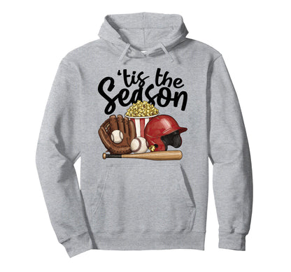 Tis Season Baseball Player Game Day Hoodie - Unique Graphic Men Women - T-Shirt, Sweatshirt, Hoodie