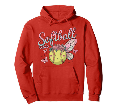 Softball Vibes Groovy Game Day Hoodie - Novelty Apparel Men Women - T-Shirt, Sweatshirt, Hoodie