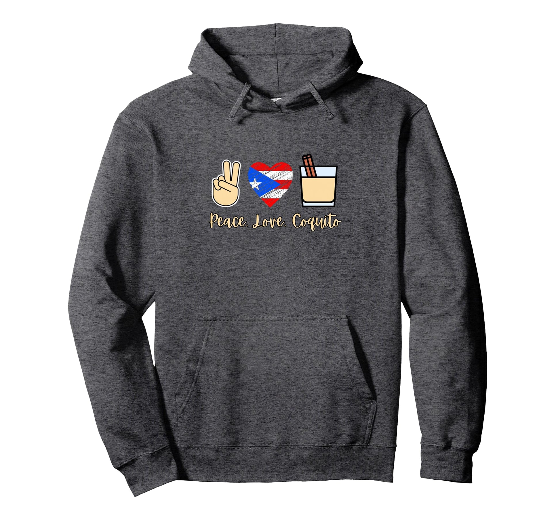 Peace Love Coquito Navidad Hoodie - Custom Art Print for Adults - T-Shirt, Sweatshirt, Hoodie