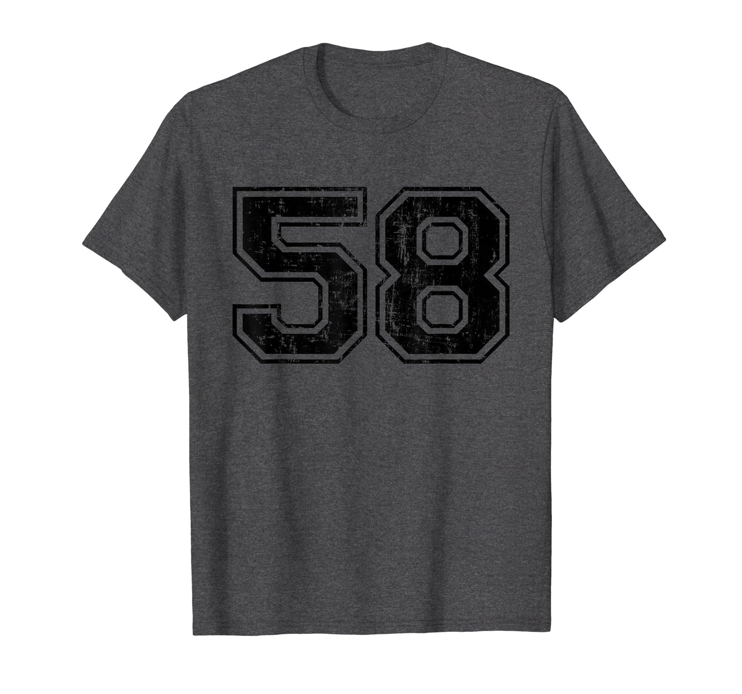Number 58 Varsity Distressed Sport T-Shirt - Minimalist Print Men Women - T-Shirt, Sweatshirt, Hoodie