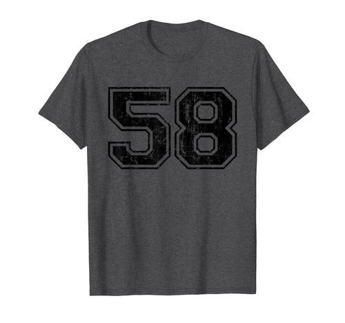 Number 58 Varsity Distressed Sport T-Shirt - Minimalist Print Men Women - T-Shirt, Sweatshirt, Hoodie