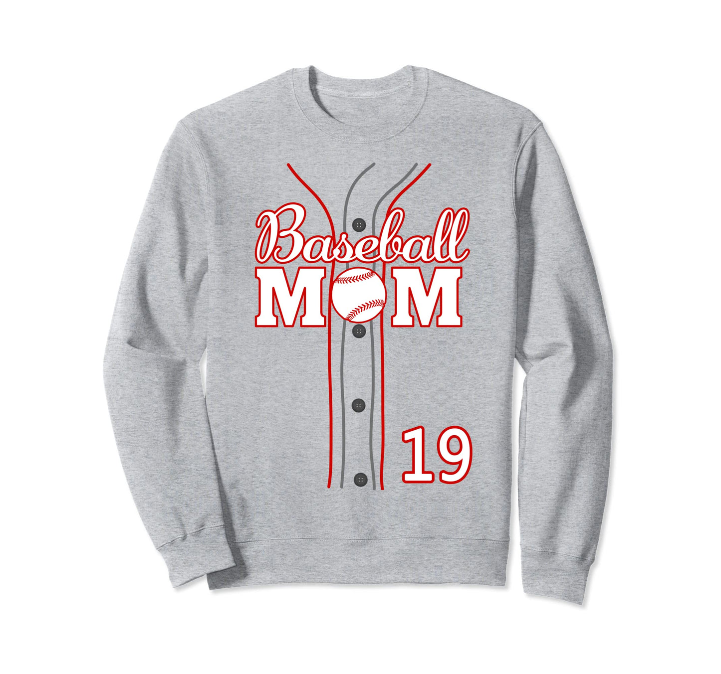 Baseball Mom 19 Number 19 Jersey Sweatshirt - Aesthetic Graphic Unisex - T-Shirt, Sweatshirt, Hoodie