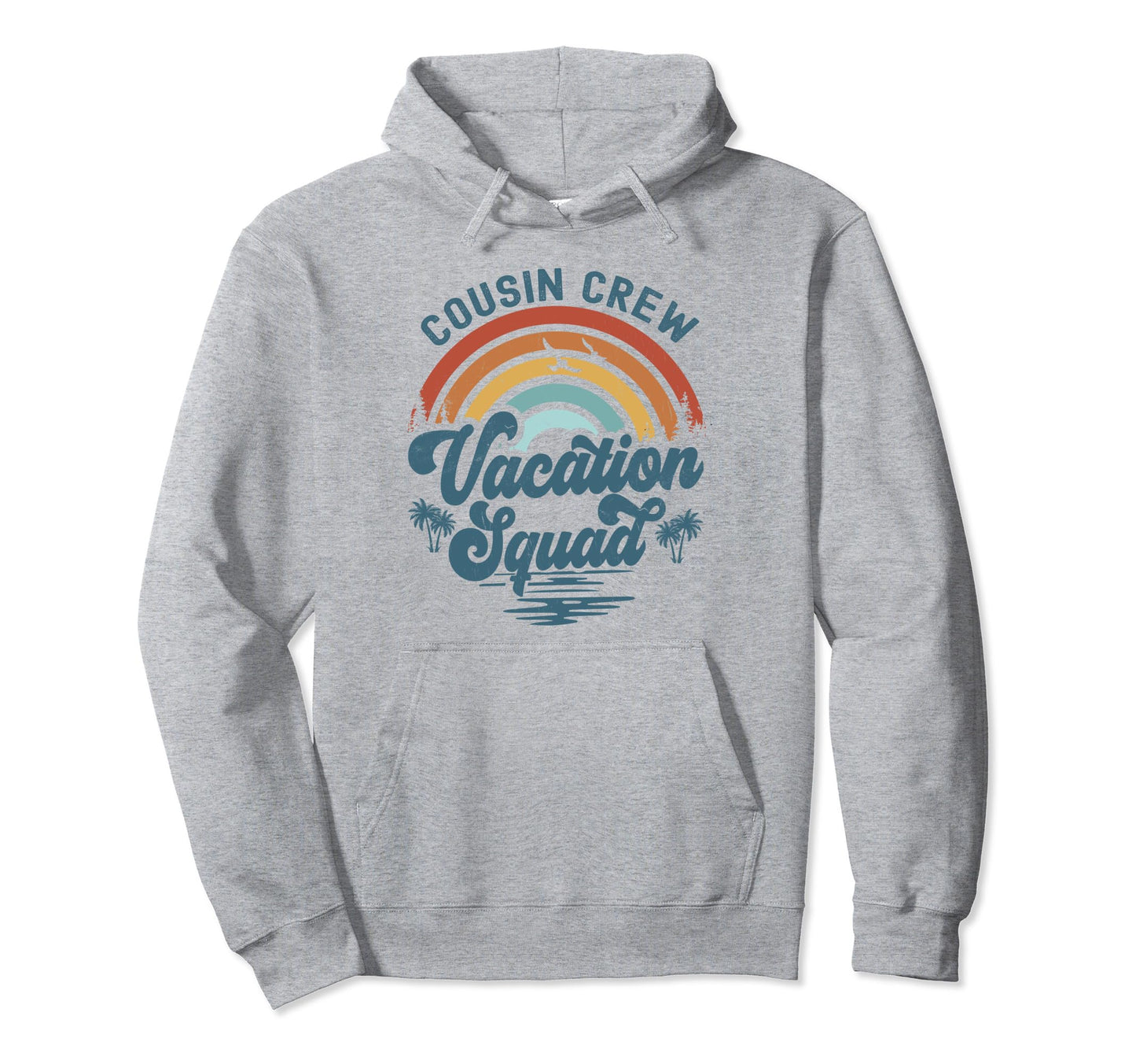 Cousin Crew Vacation Squad Groovy Rainbow Hoodie - Graphic Print Unisex - T-Shirt, Sweatshirt, Hoodie