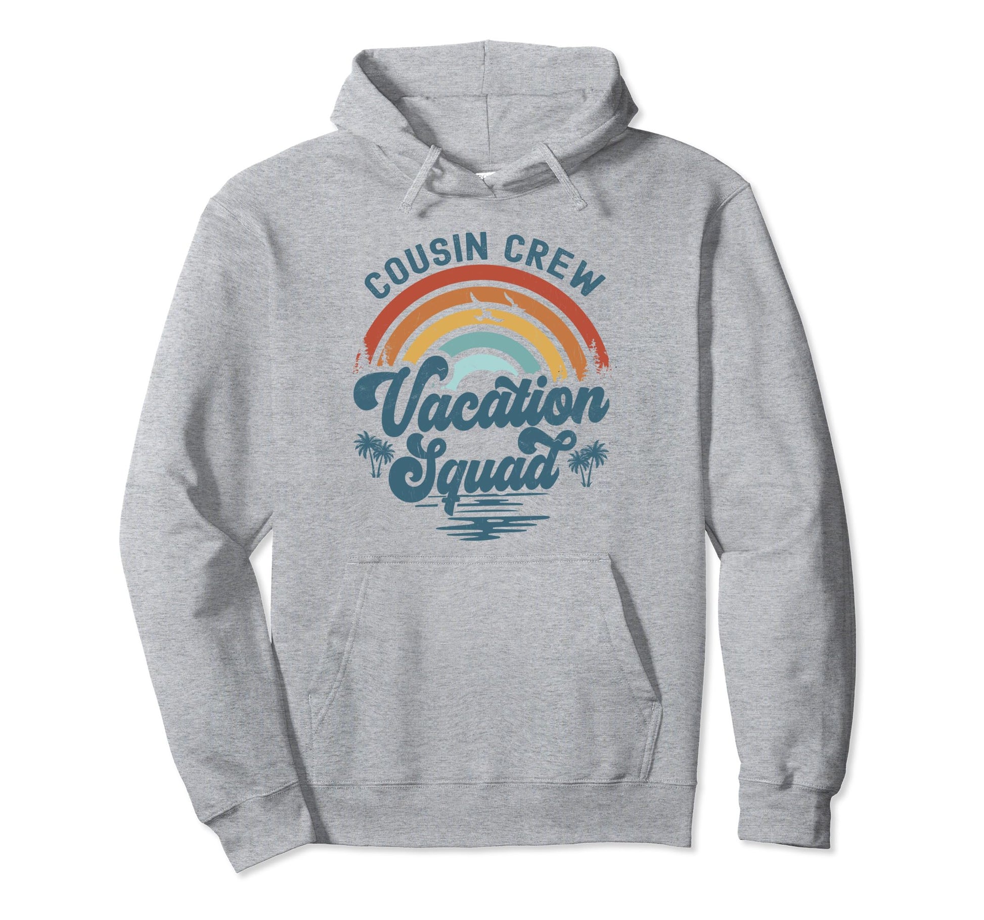 Cousin Crew Vacation Squad Groovy Rainbow Hoodie - Graphic Print Unisex - T-Shirt, Sweatshirt, Hoodie