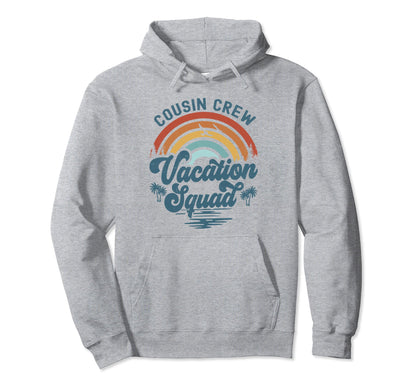 Cousin Crew Vacation Squad Groovy Rainbow Hoodie - Graphic Print Unisex - T-Shirt, Sweatshirt, Hoodie