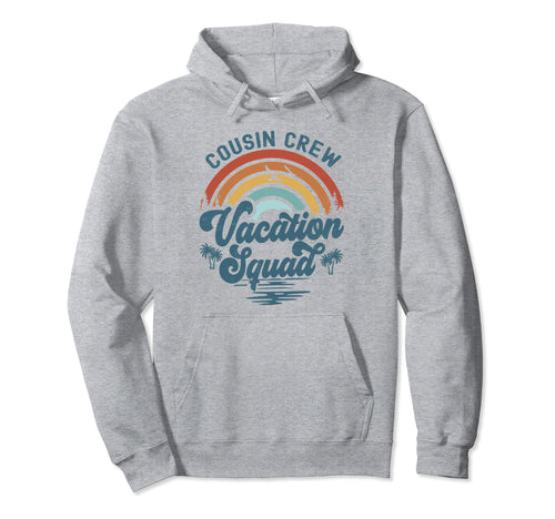 Cousin Crew Vacation Squad Groovy Rainbow Hoodie - Graphic Print Unisex - T-Shirt, Sweatshirt, Hoodie
