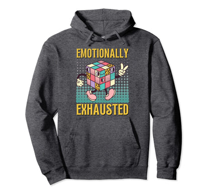 Emotionally Exhausted Rainbow Cartoon Grunge Hoodie - Unique Graphic Unisex - T-Shirt, Sweatshirt, Hoodie