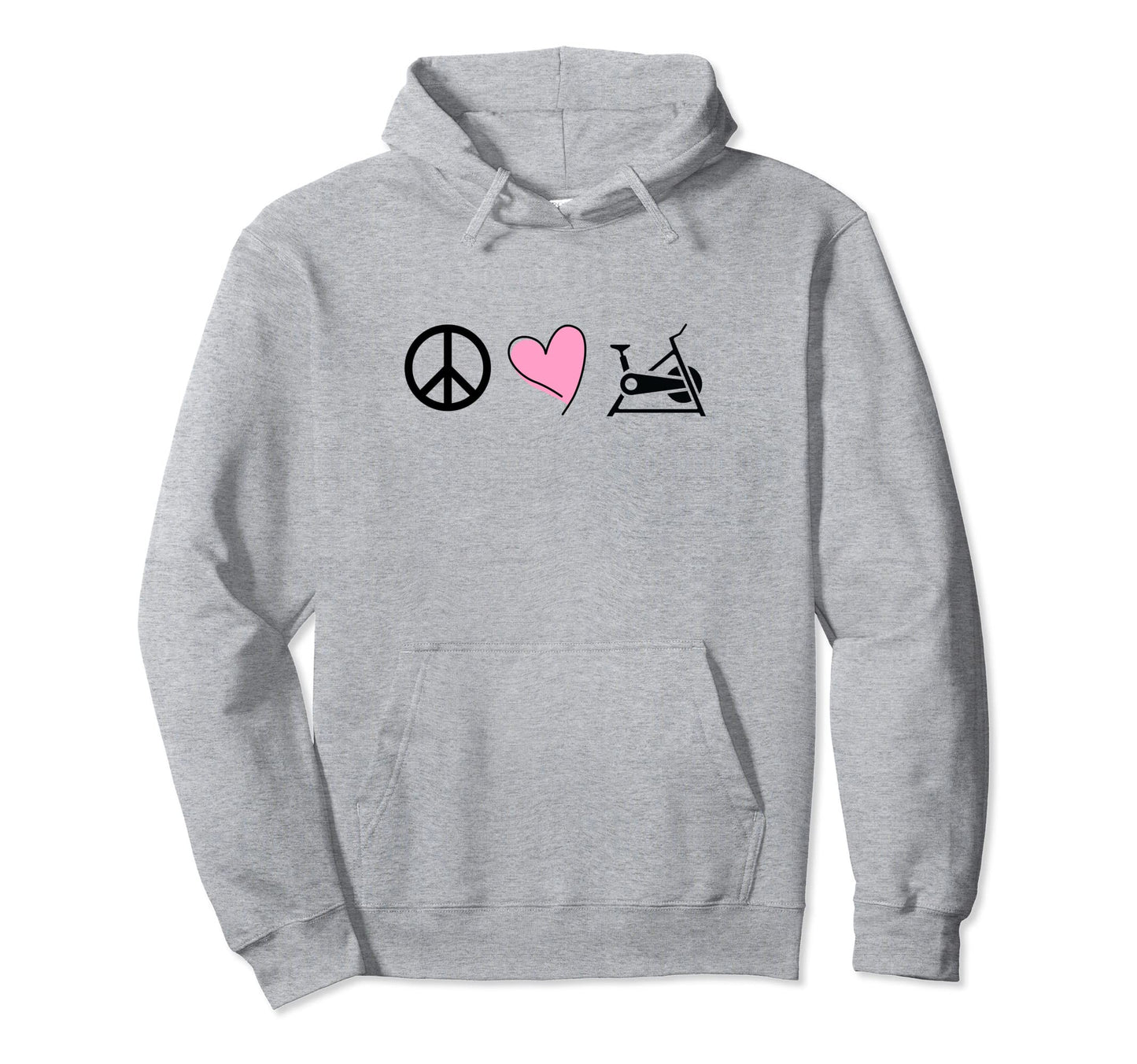 Peace Love Cycle Stationary Bike Hoodie - Custom Art Print for Adults - T-Shirt, Sweatshirt, Hoodie