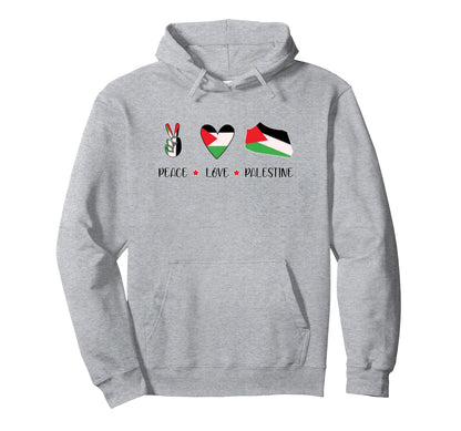 Peace Love Palestine Hoodie - Custom Art Print Unisex - T-Shirt, Sweatshirt, Hoodie