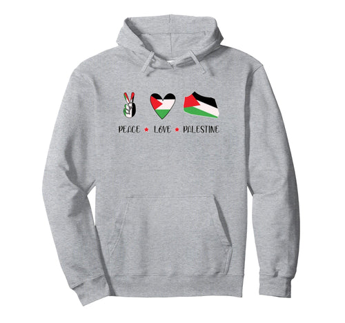 Peace Love Palestine Hoodie - Custom Art Print Unisex - T-Shirt, Sweatshirt, Hoodie