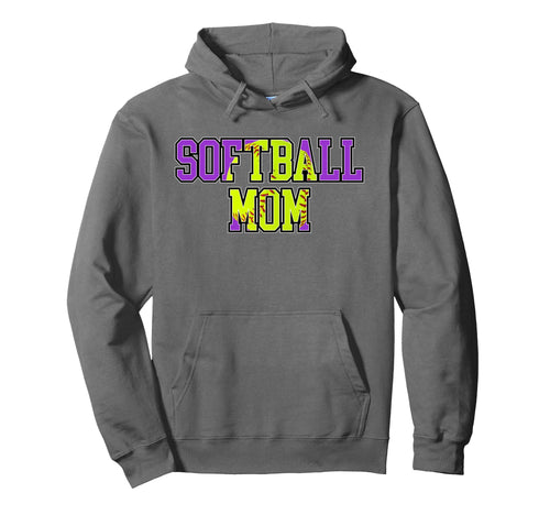 Purple Softball Mom Mama Mother Game Hoodie - Custom Art Print Men Women - T-Shirt, Sweatshirt, Hoodie