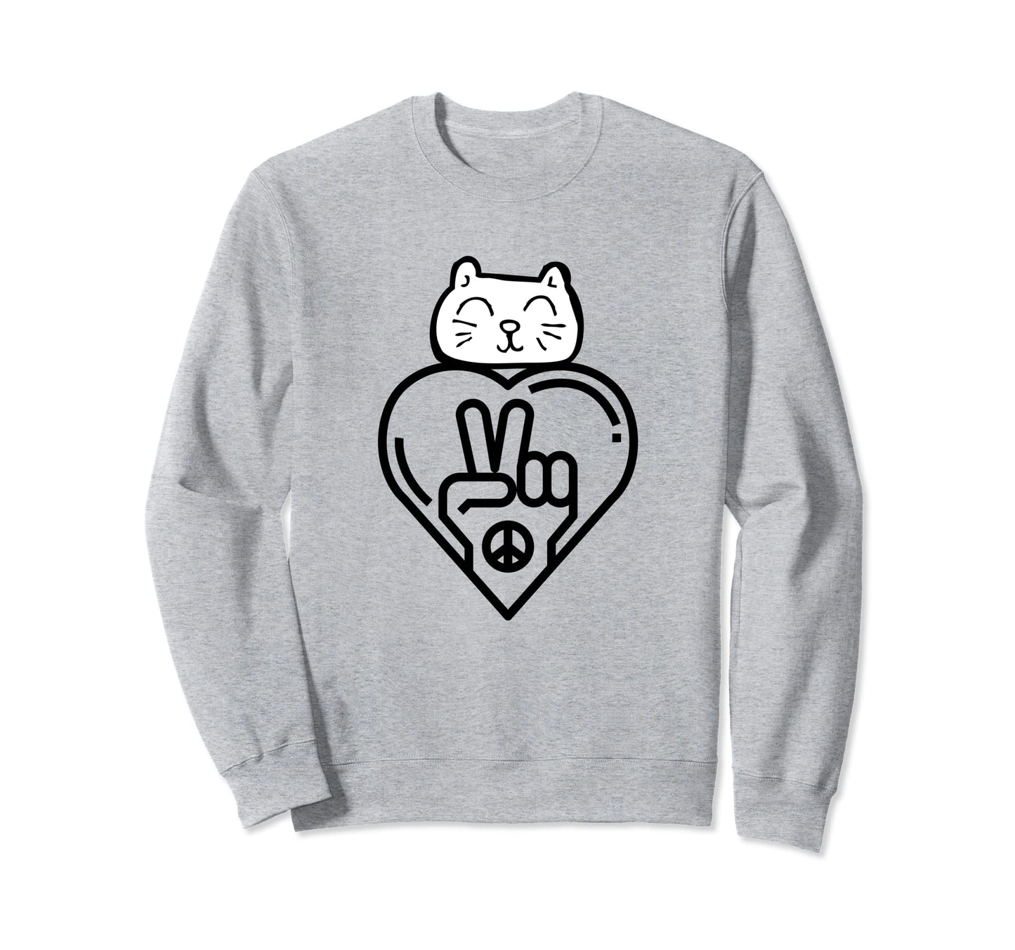 Cat Love And Peace Sweatshirt - Casual Everyday Wear Men Women - T-Shirt, Sweatshirt, Hoodie