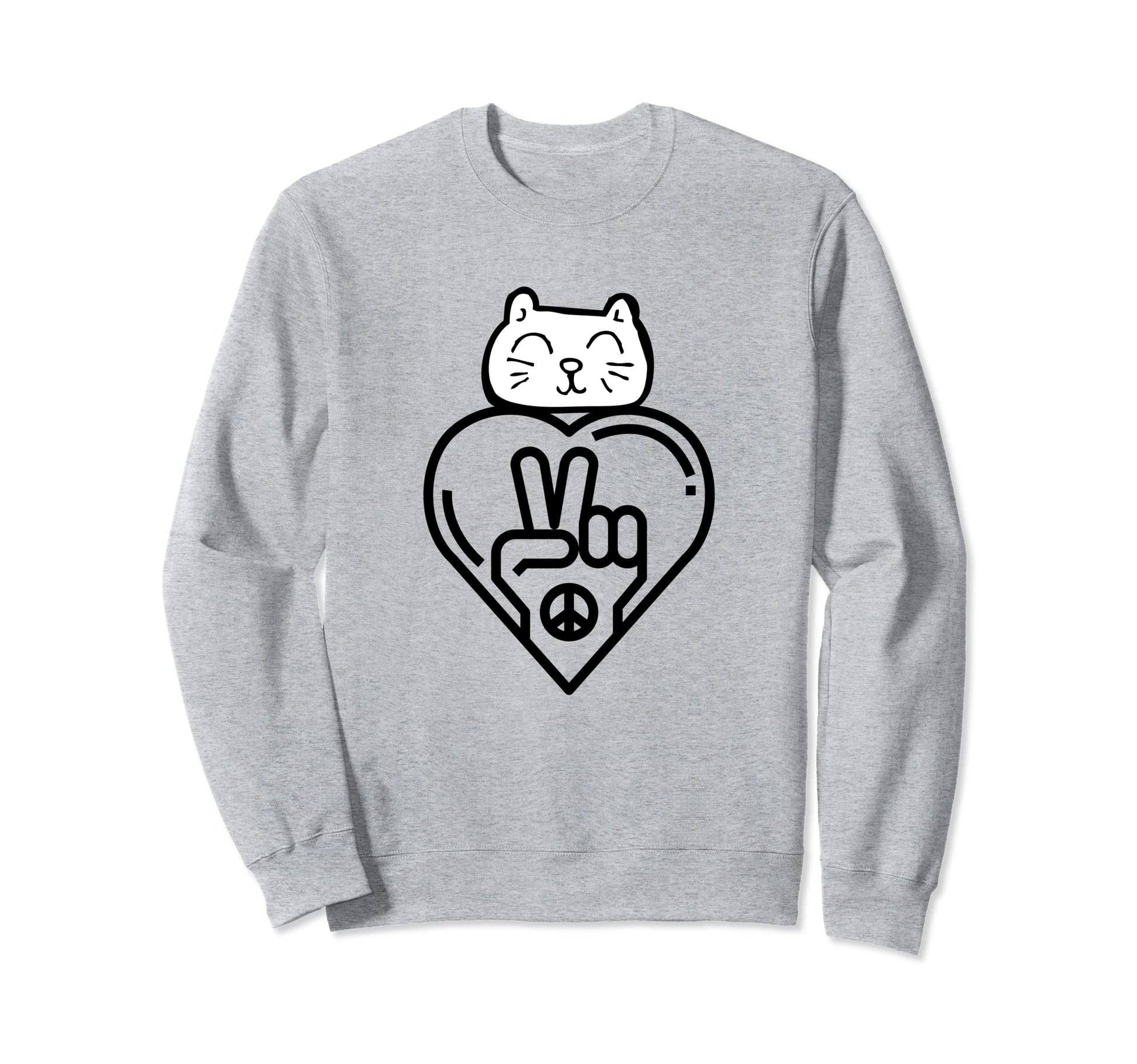 Cat Love And Peace Sweatshirt - Casual Everyday Wear Men Women - T-Shirt, Sweatshirt, Hoodie