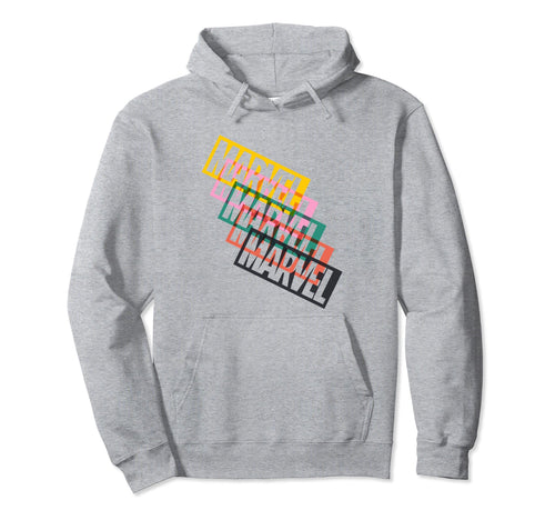 Marvel Comics Rainbow Block Overlay Hoodie - Aesthetic Graphic for Adults - T-Shirt, Sweatshirt, Hoodie