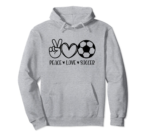 Peace Love Soccer Game Day Sports Mom Hoodie - Minimalist Print for Adults - T-Shirt, Sweatshirt, Hoodie