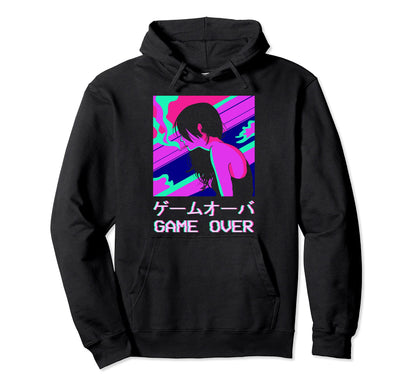 Lofi Anime Game Over Japanese Hoodie - Aesthetic Graphic Men Women - T-Shirt, Sweatshirt, Hoodie