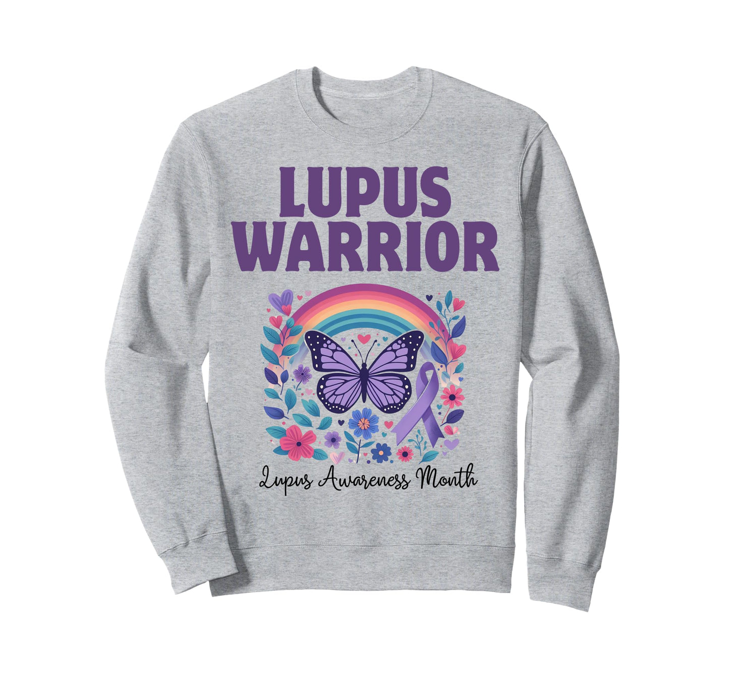 Purple Lupus Warrior Rainbow Butterfly Sweatshirt - Streetwear Style Unisex - T-Shirt, Sweatshirt, Hoodie