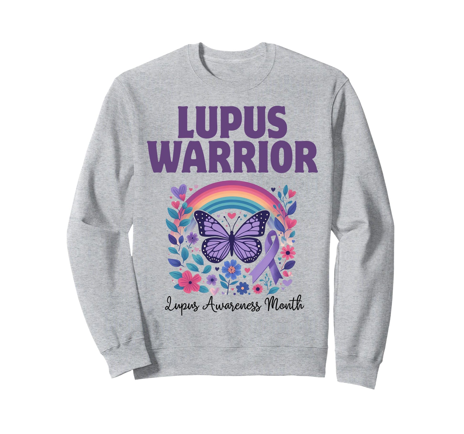 Purple Lupus Warrior Rainbow Butterfly Sweatshirt - Streetwear Style Unisex - T-Shirt, Sweatshirt, Hoodie