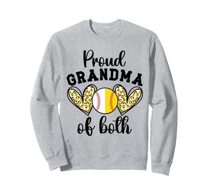 Proud Grandma Both Baseball Softball Sweatshirt - Novelty Apparel Unisex - T-Shirt, Sweatshirt, Hoodie