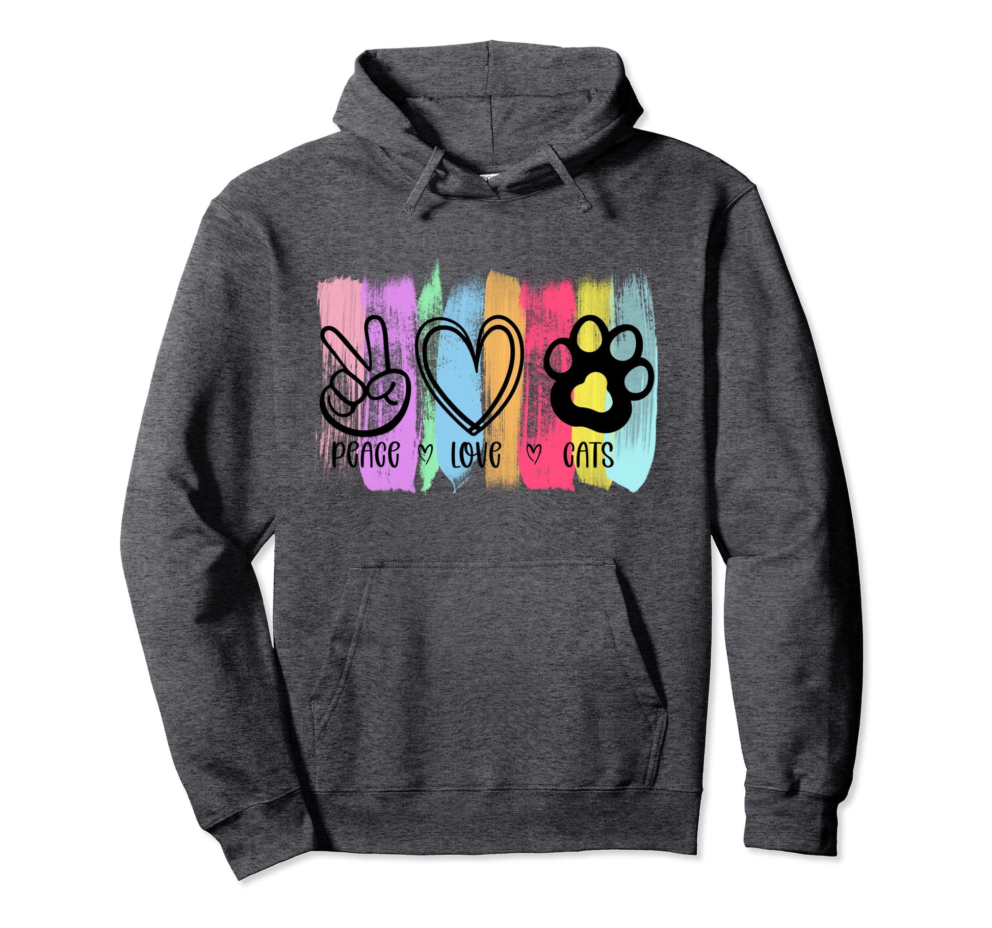 Peace Love Cats Hippy Hoodie - Unique Graphic Men Women - T-Shirt, Sweatshirt, Hoodie