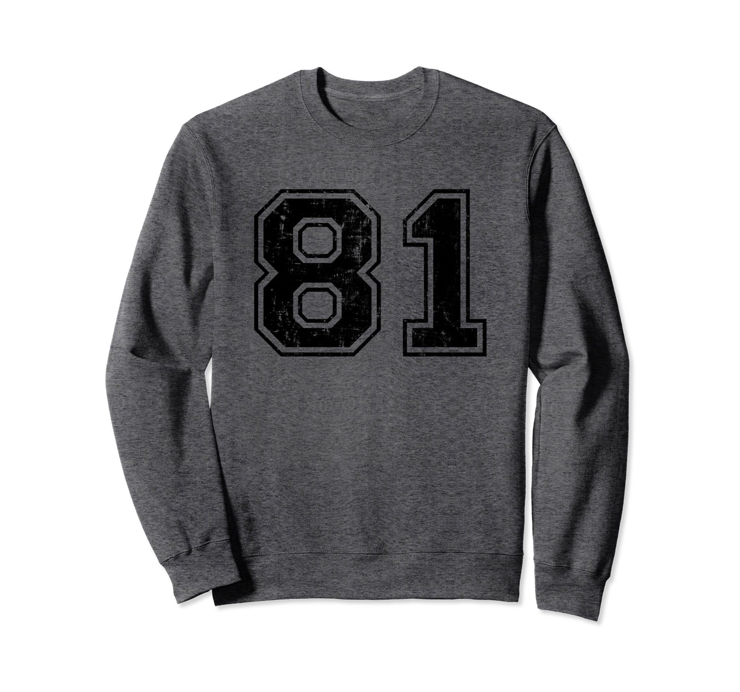 Number 81 Varsity Distressed Sport Sweatshirt - Trendy Graphic Men Women - T-Shirt, Sweatshirt, Hoodie