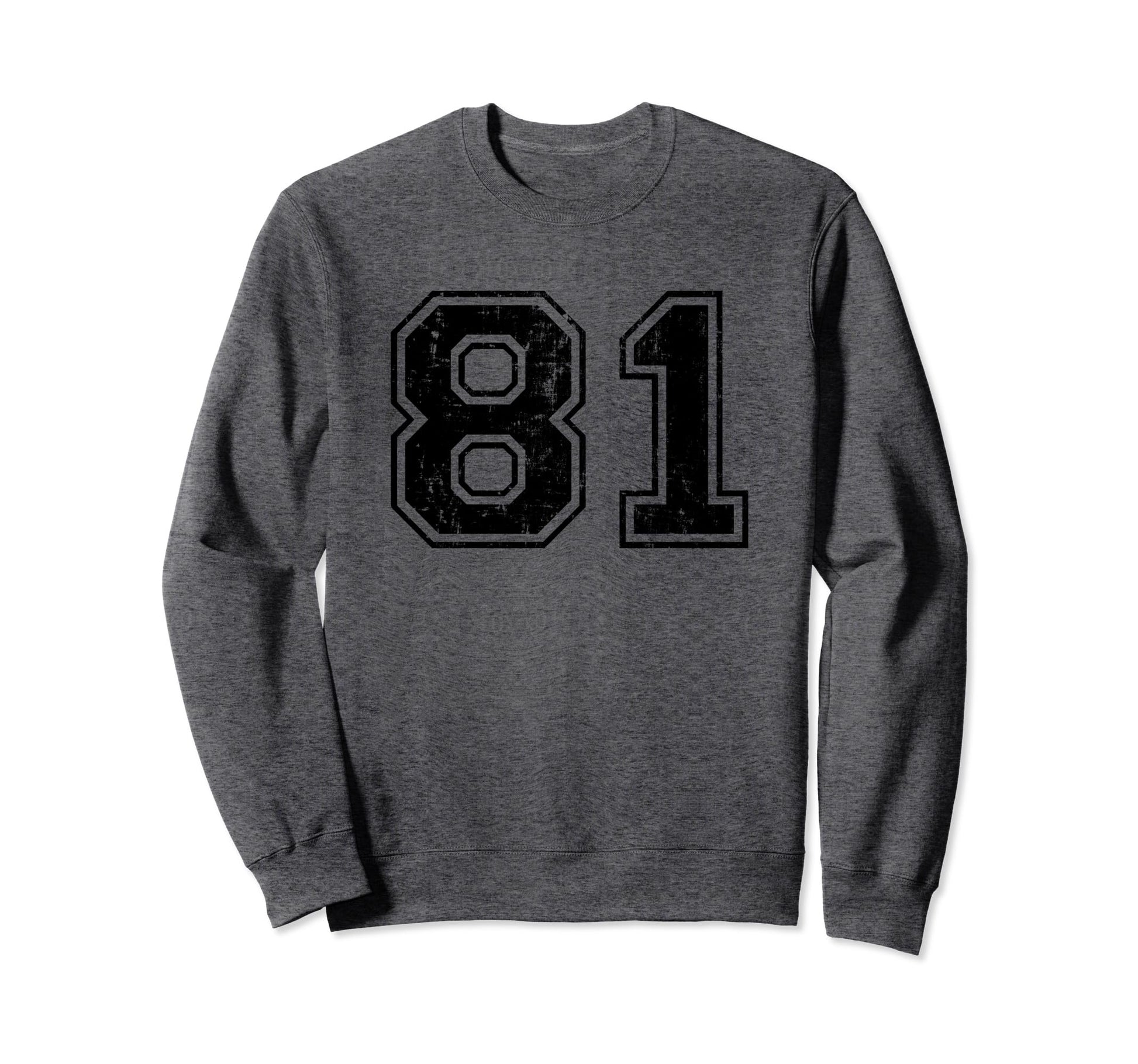 Number 81 Varsity Distressed Sport Sweatshirt - Trendy Graphic Men Women - T-Shirt, Sweatshirt, Hoodie