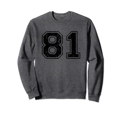 Number 81 Varsity Distressed Sport Sweatshirt - Trendy Graphic Men Women - T-Shirt, Sweatshirt, Hoodie