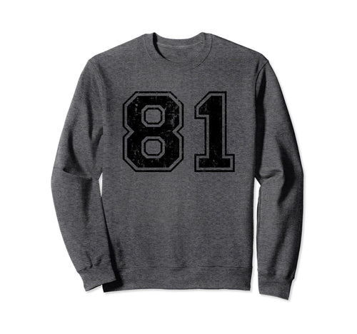 Number 81 Varsity Distressed Sport Sweatshirt - Trendy Graphic Men Women - T-Shirt, Sweatshirt, Hoodie
