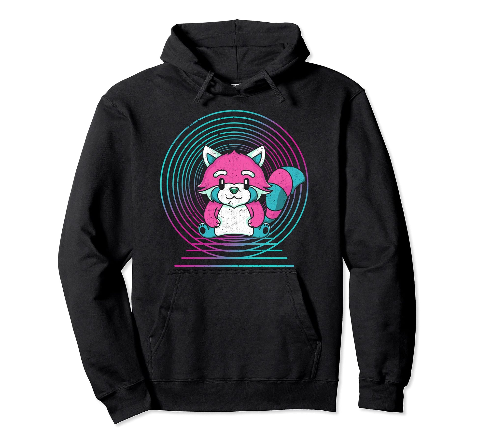 90S Art Red Panda Lover Chinese Hoodie - Fun Novelty Design for Adults - T-Shirt, Sweatshirt, Hoodie
