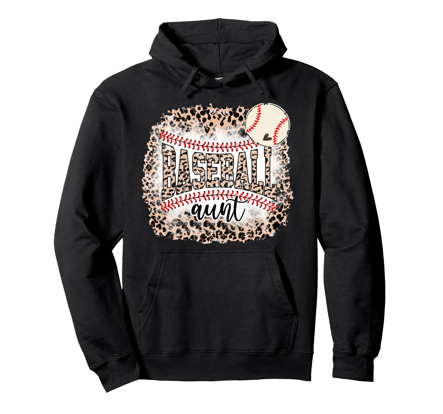 Baseball Aunt Leopard Softball Auntie Hoodie - Unique Graphic for Adults - T-Shirt, Sweatshirt, Hoodie